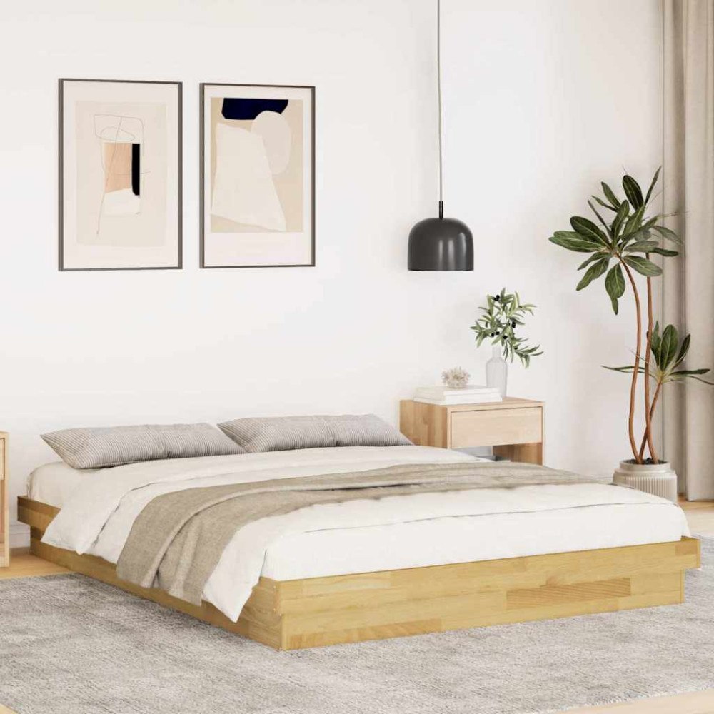 vidaXL Sängram utan madrass 150x200 cm massivt trä ek