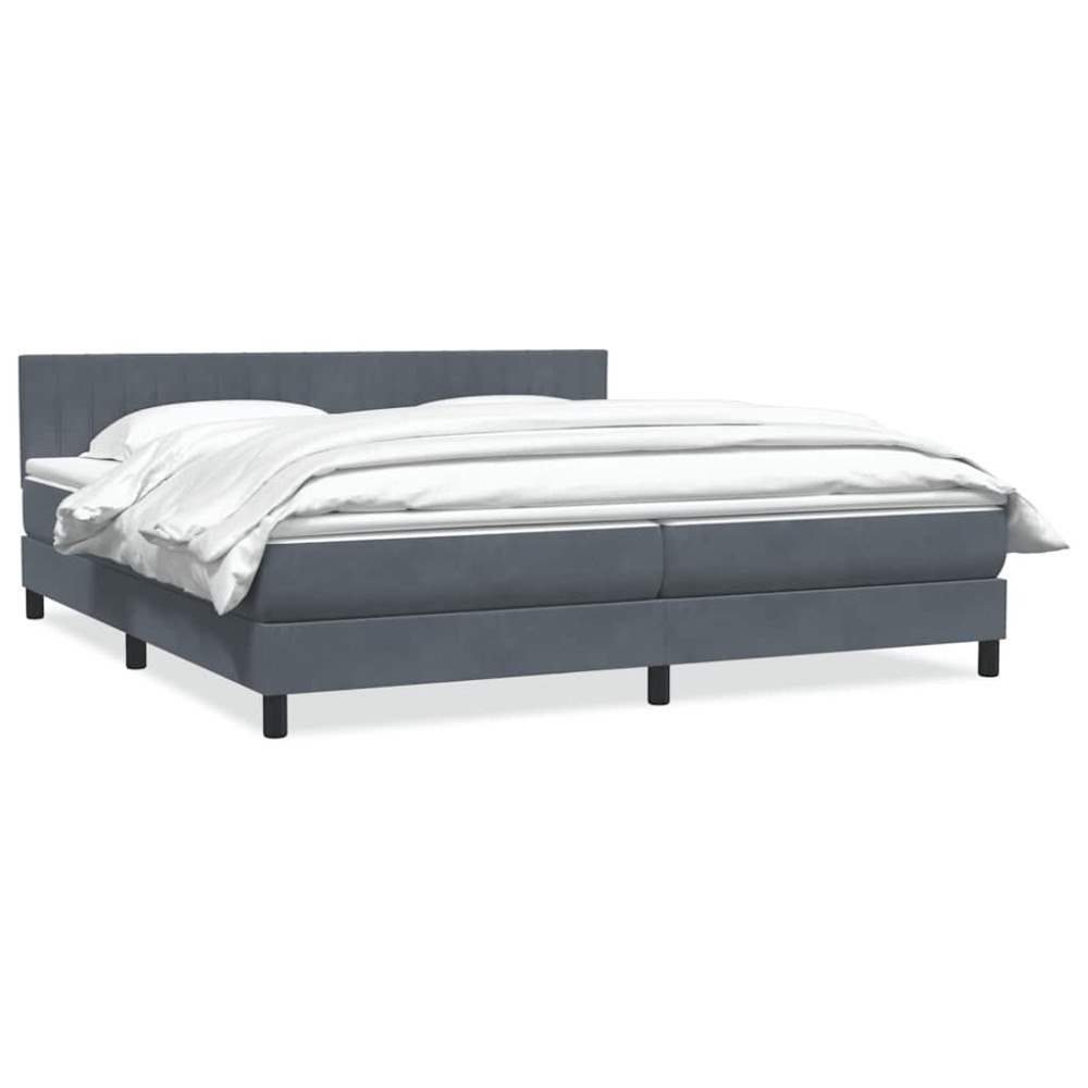 vidaXL Ramsäng med madrass mörkgrå 180x210 cm sammet