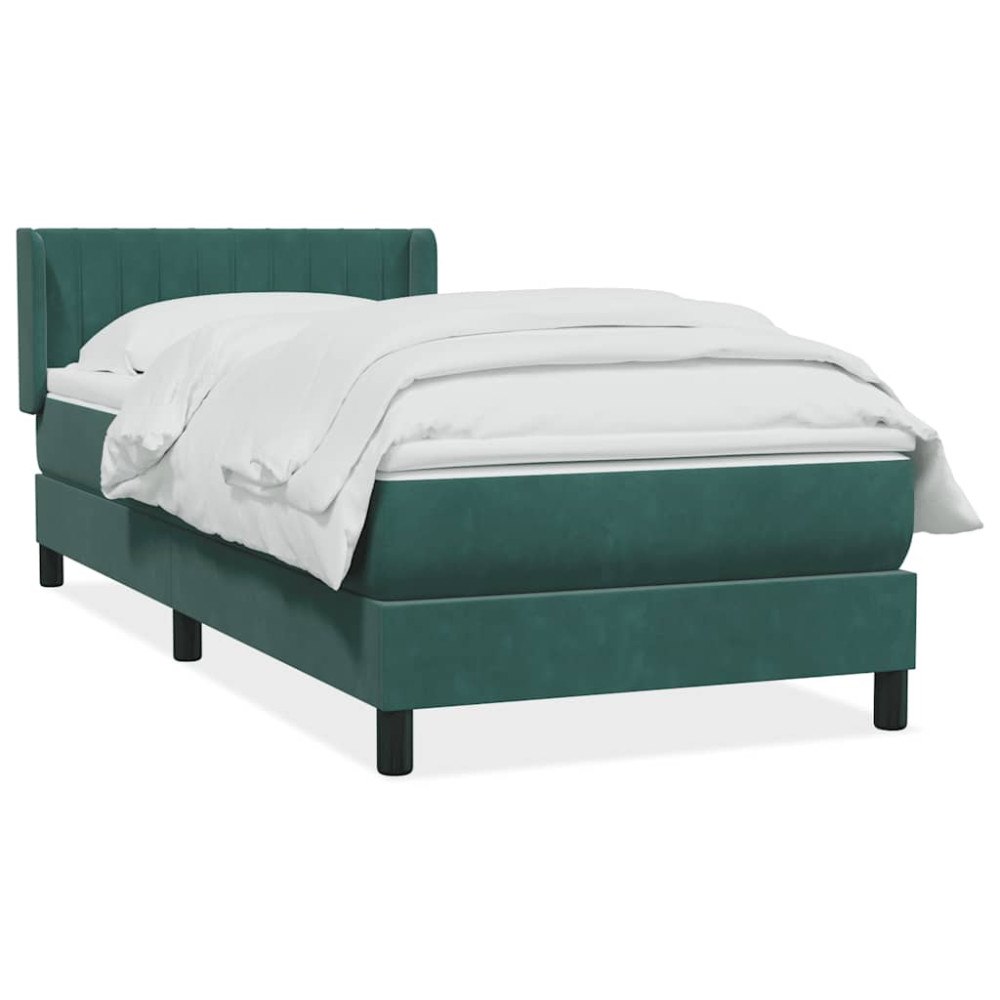 vidaXL Ramsäng med madrass mörkgrön 90x220 cm sammet