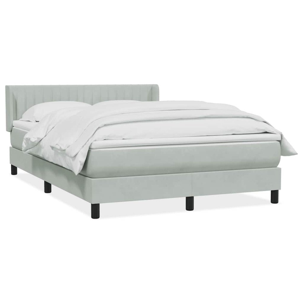 vidaXL Ramsäng med madrass ljusgrå 140x220 cm sammet