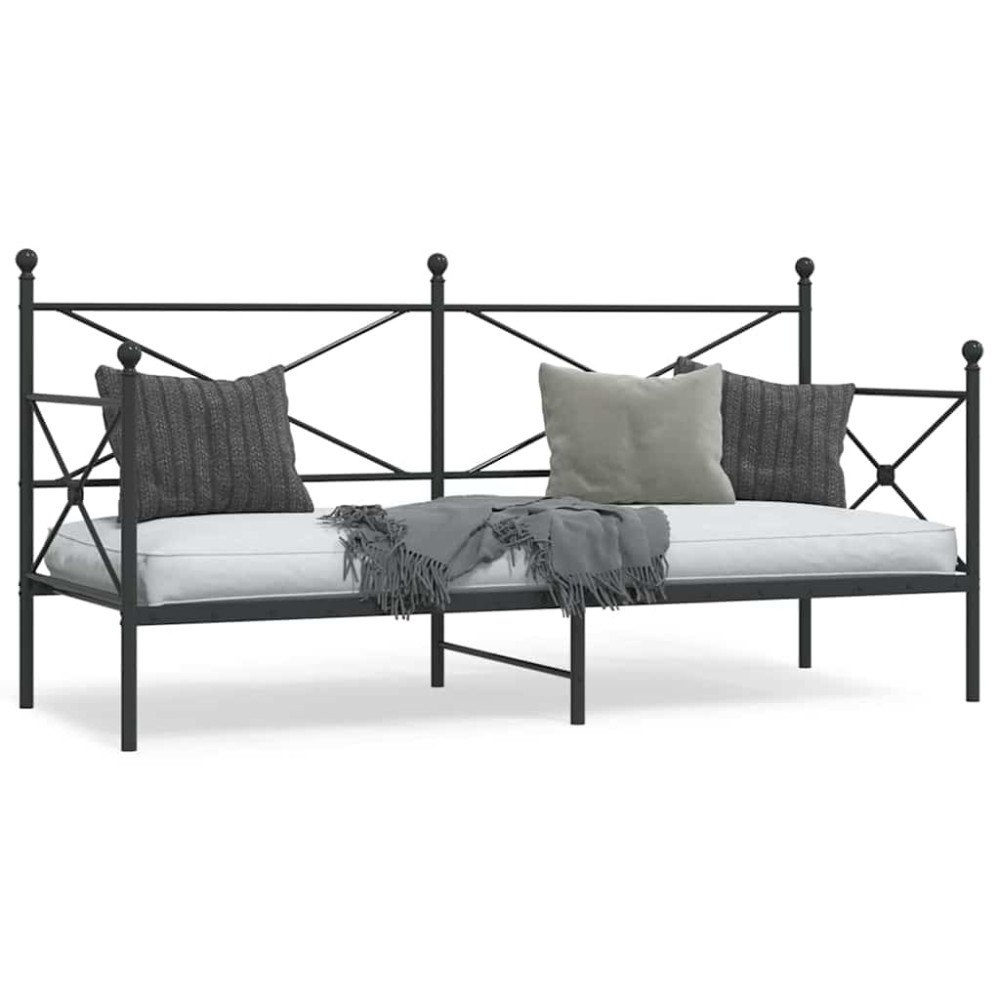vidaXL Dagbädd utan madrass svart 75x190 cm stål