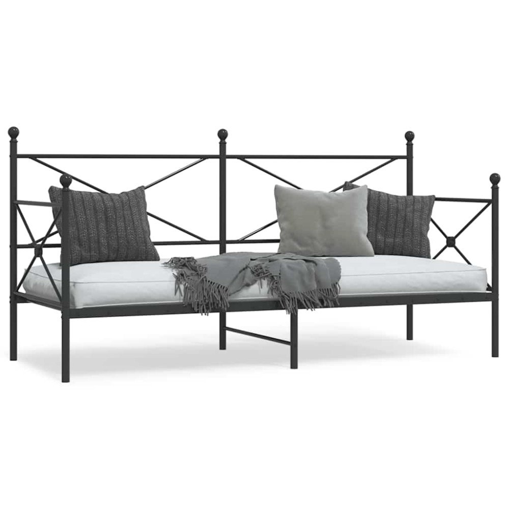 vidaXL Dagbädd utan madrass svart 80x200 cm stål