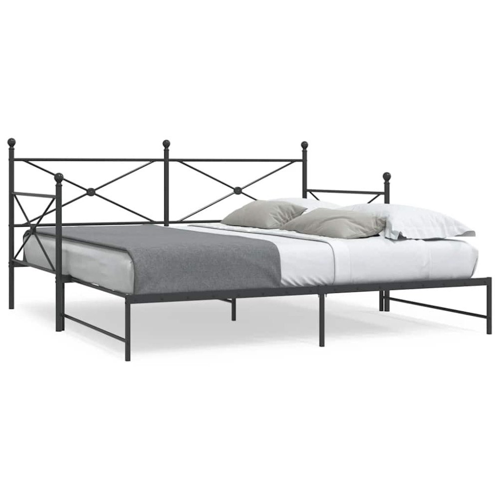 vidaXL Dagbädd med rull utan madrass svart 107x203 cm stål