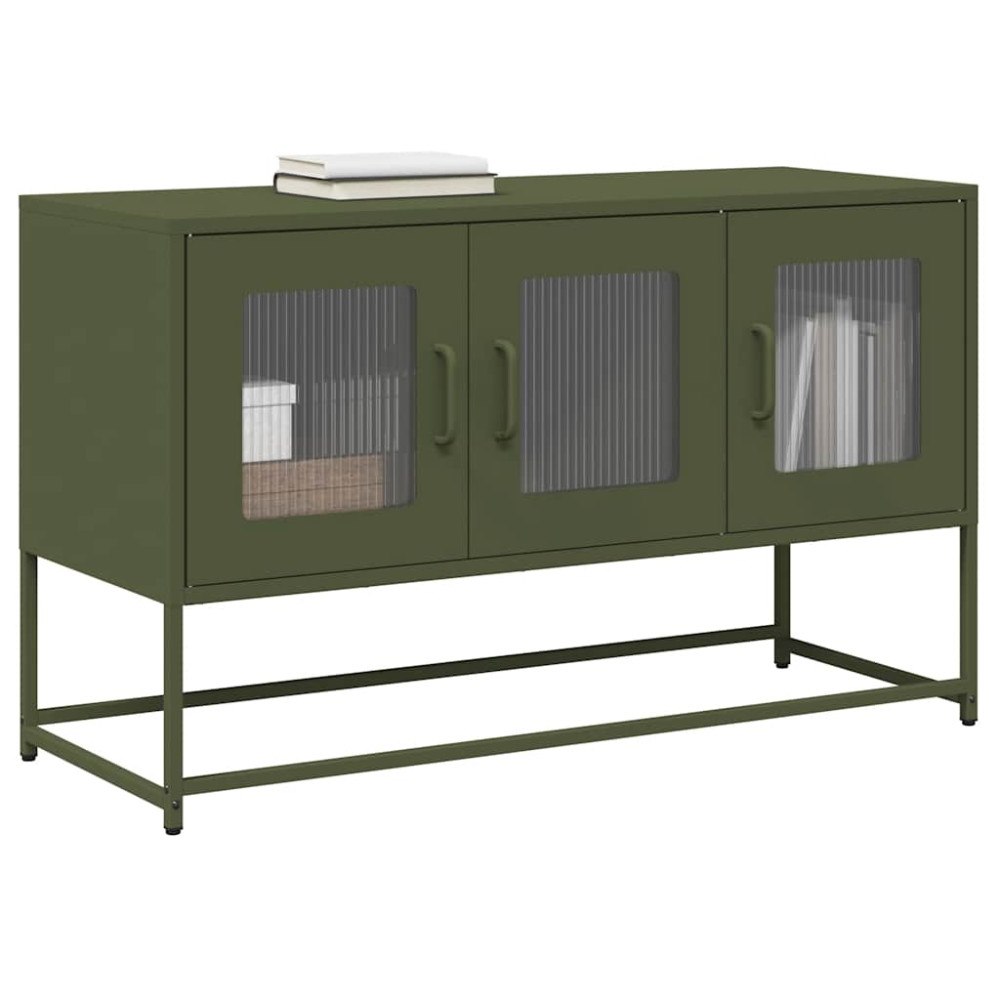 vidaXL TV-bänk olivgrön 100,5x39x60,5 cm kallvalsat stål