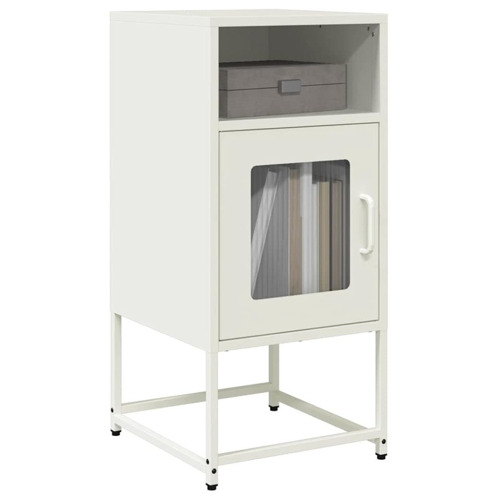 vidaXL Sängbord vit 36x39x78 cm kallvalsat stål