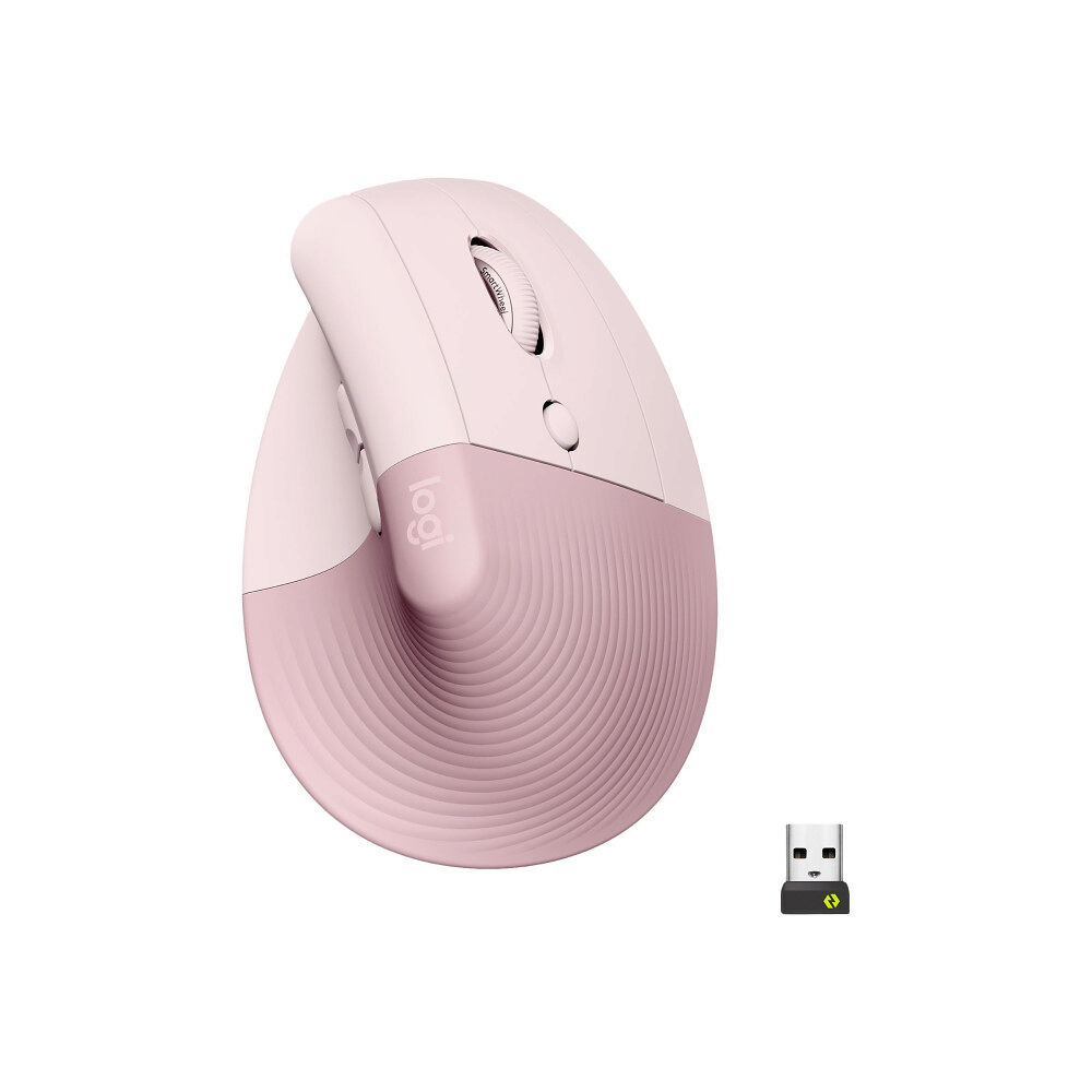 Logitech Logitech Lift Vertical Ergonomic Mouse - vertikal mus - Bluetooth, 2.4 GHz - rosa