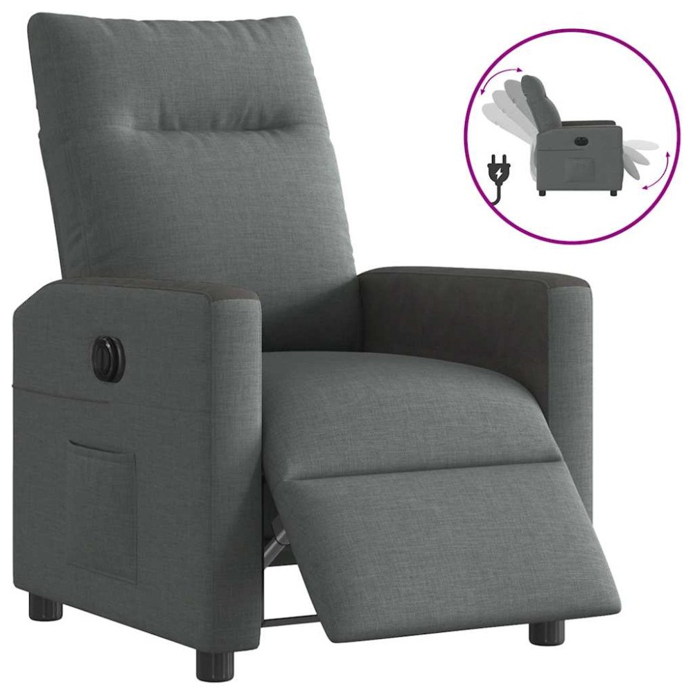 vidaXL Elektrisk reclinerfåtölj mörkgrå tyg