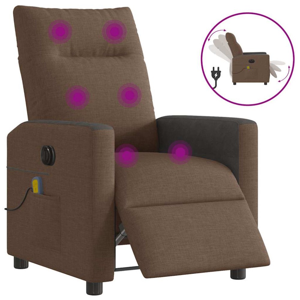 vidaXL Elektrisk massagefåtölj brun tyg