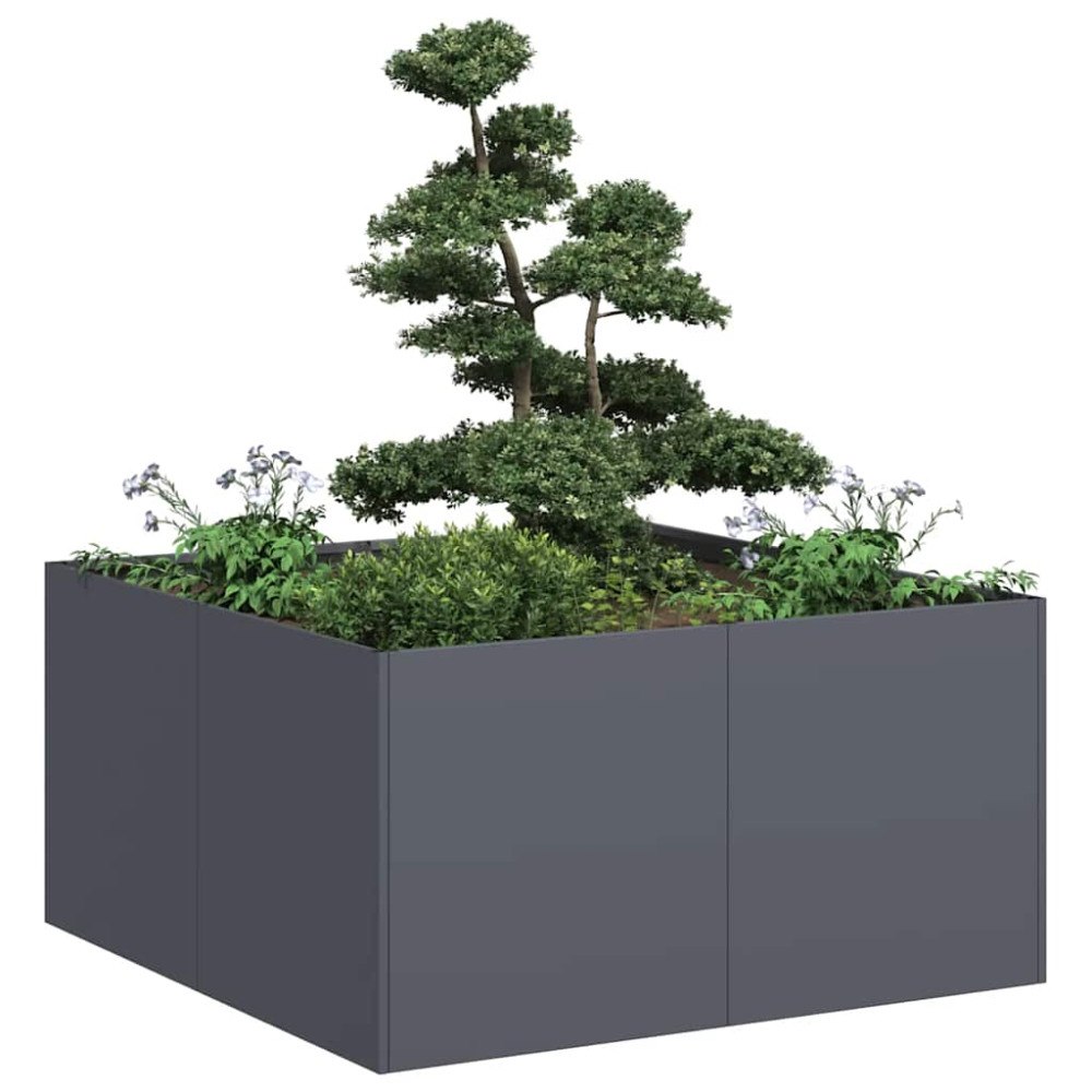 vidaXL Planteringskärl antracit 80x80x40 cm kallvalsat stål