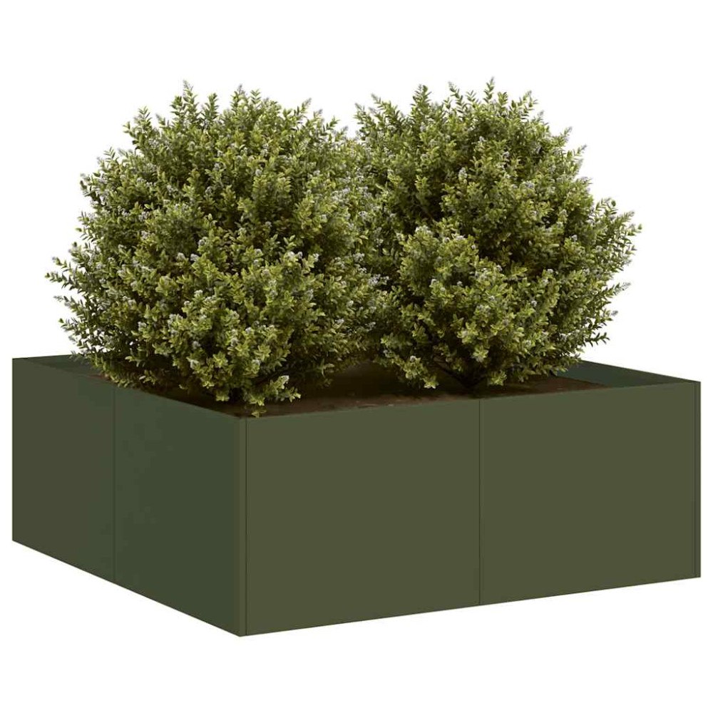 vidaXL Planteringskärl olivgrön 80x80x30 cm stål