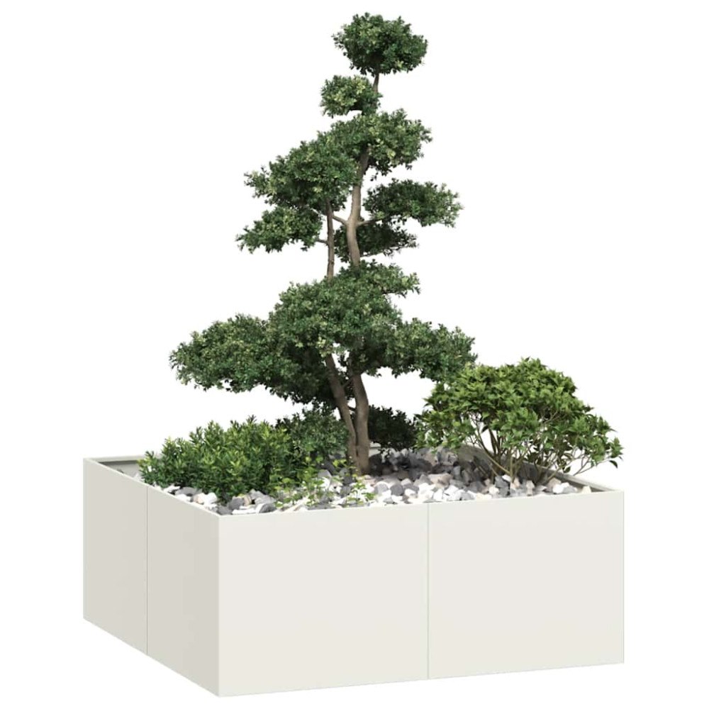 vidaXL Planteringskärl vit 100x100x40 cm stål