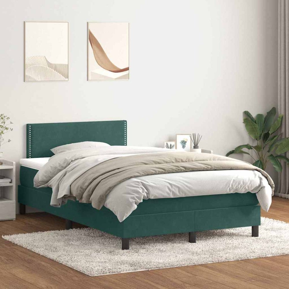 vidaXL Ramsäng med madrass mörkgrön 120x210 cm sammet
