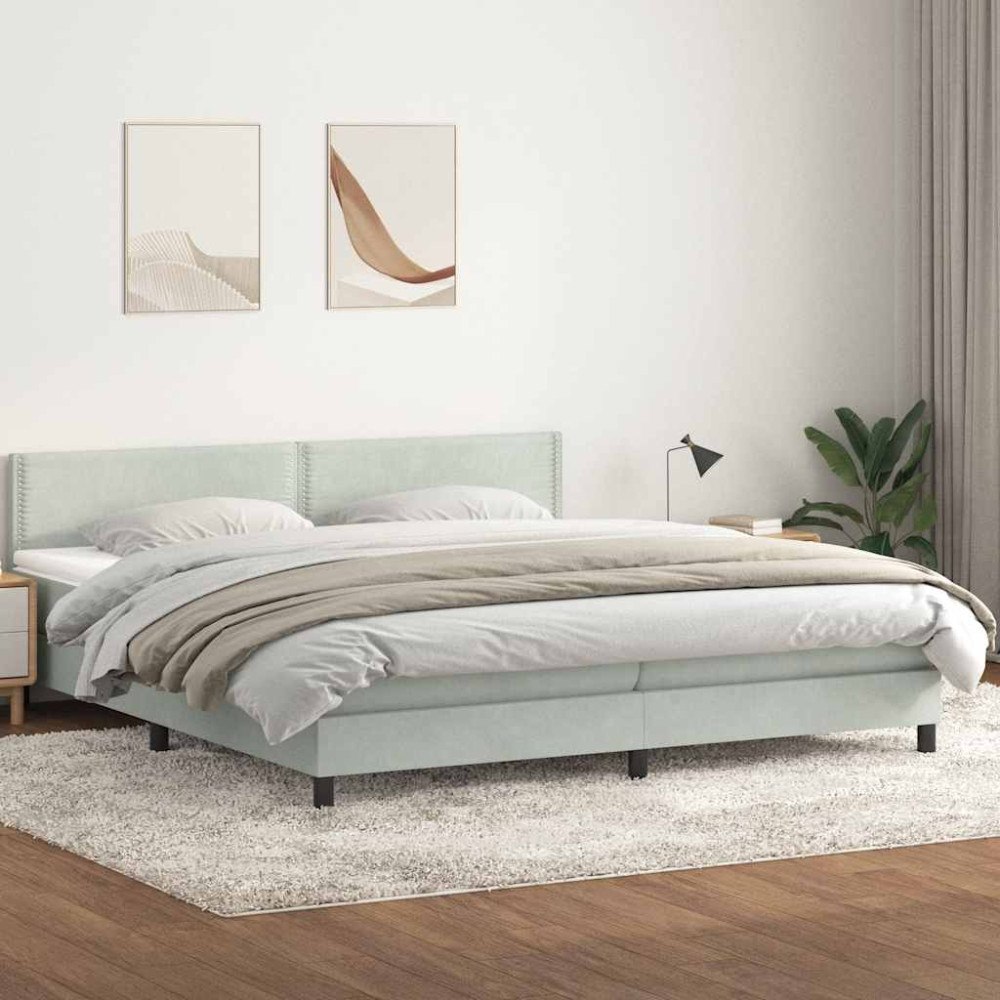vidaXL Ramsäng med madrass ljusgrå 180x210 cm sammet