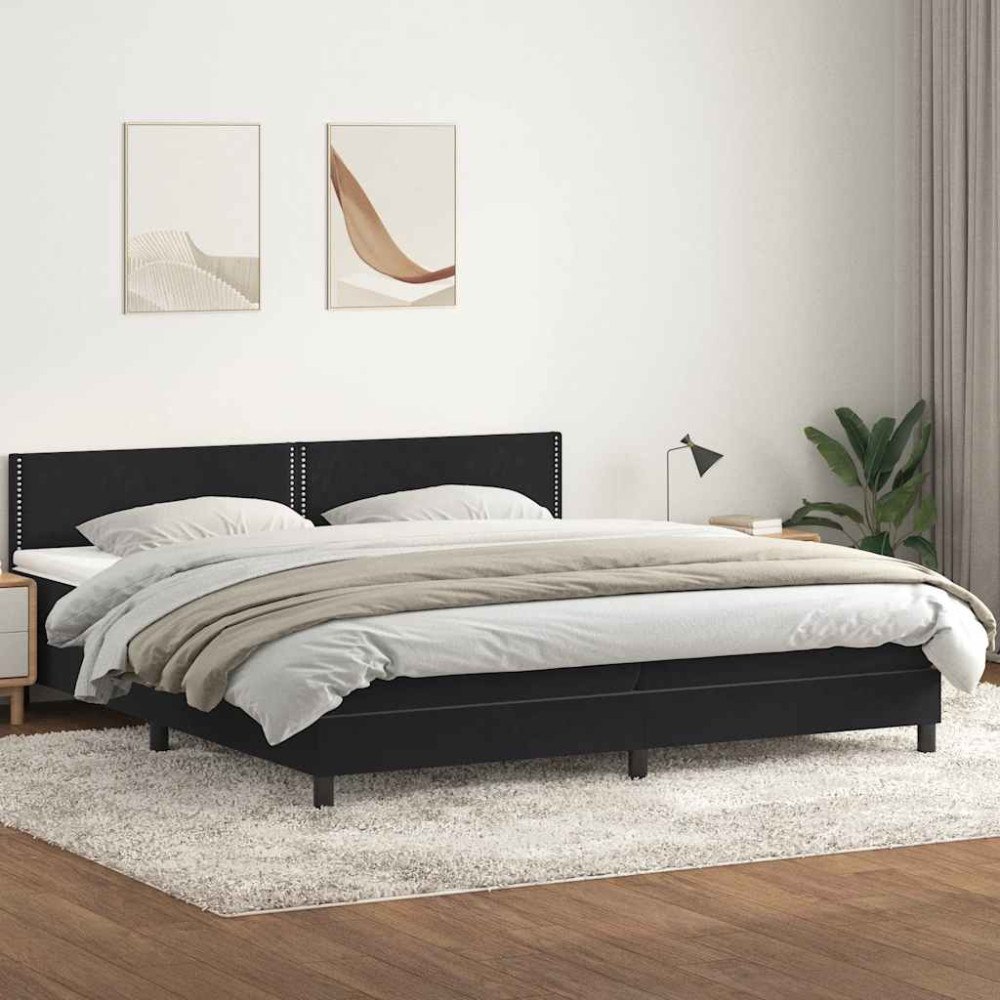 vidaXL Ramsäng med madrass svart 180x210 cm sammet