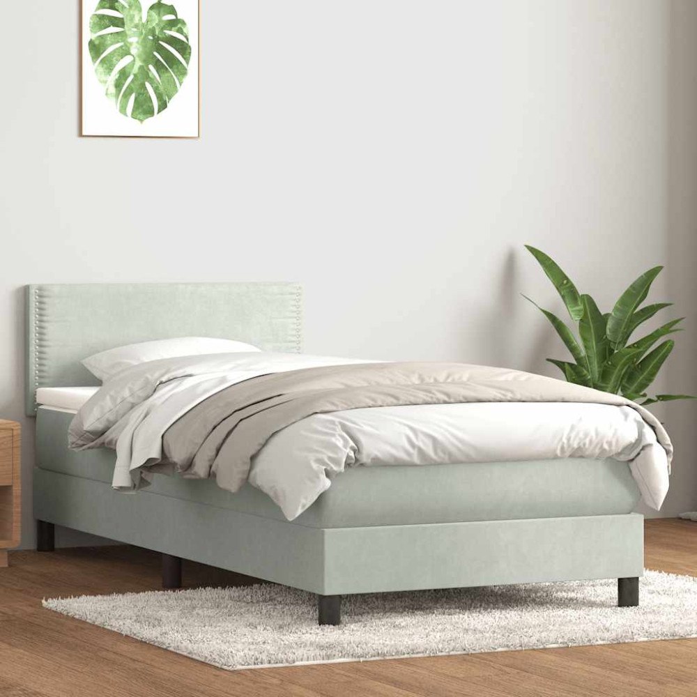 vidaXL Ramsäng med madrass ljusgrå 80x220 cm sammet