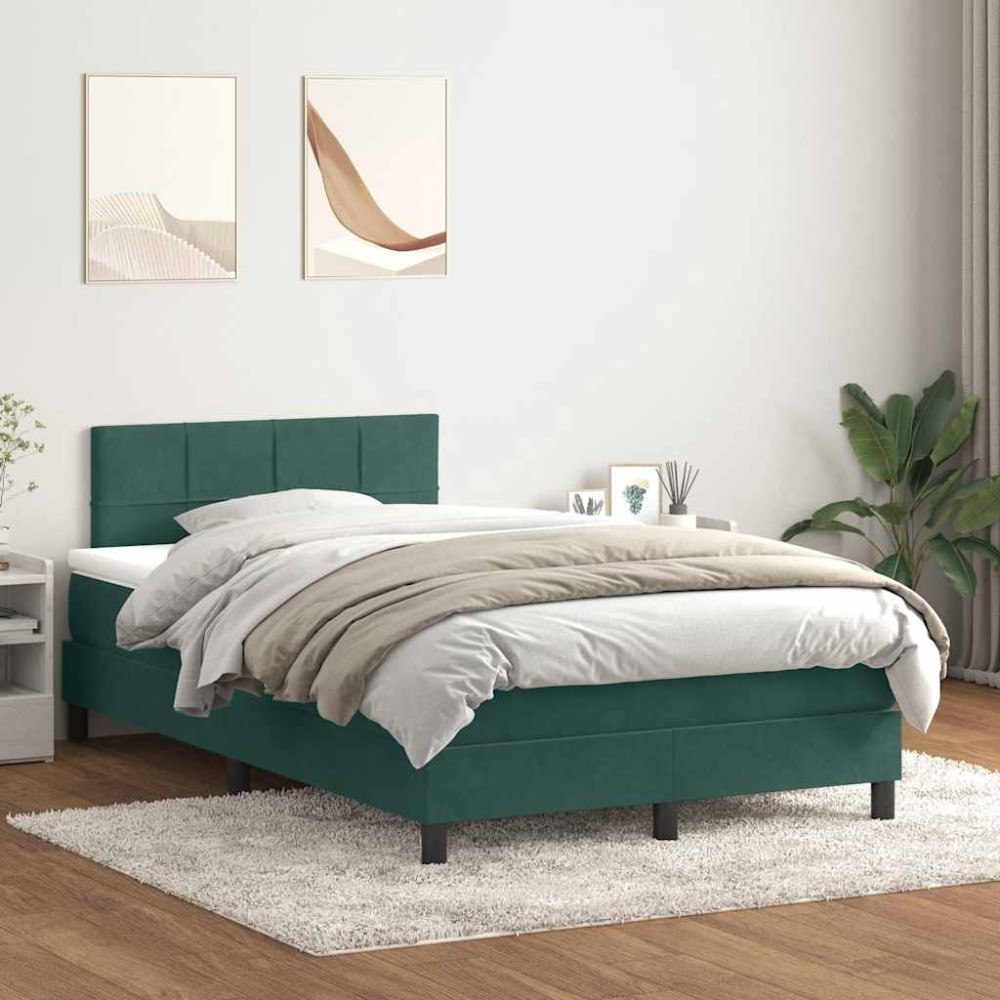 vidaXL Ramsäng med madrass mörkgrön 120x210 cm sammet