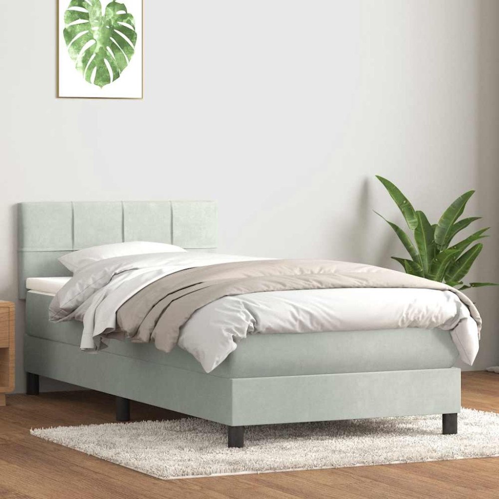 vidaXL Ramsäng med madrass ljusgrå 80x220 cm sammet