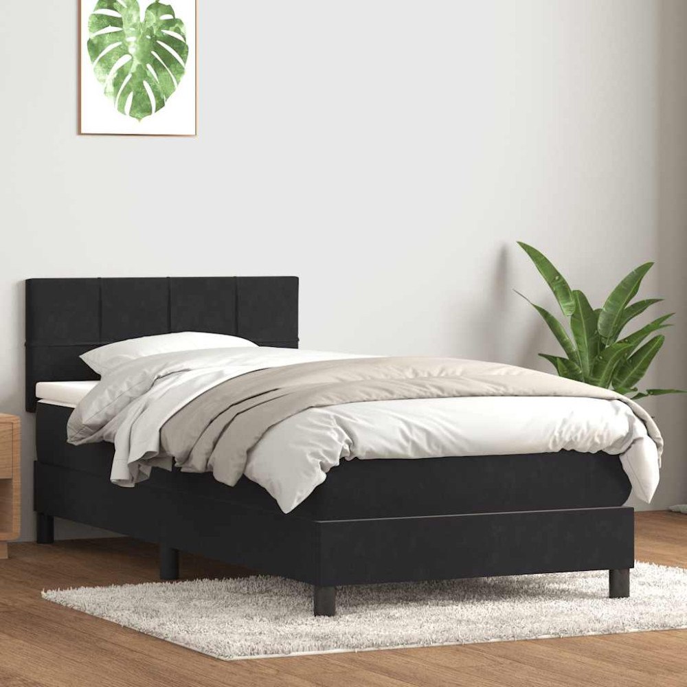vidaXL Ramsäng med madrass svart 80x220 cm sammet