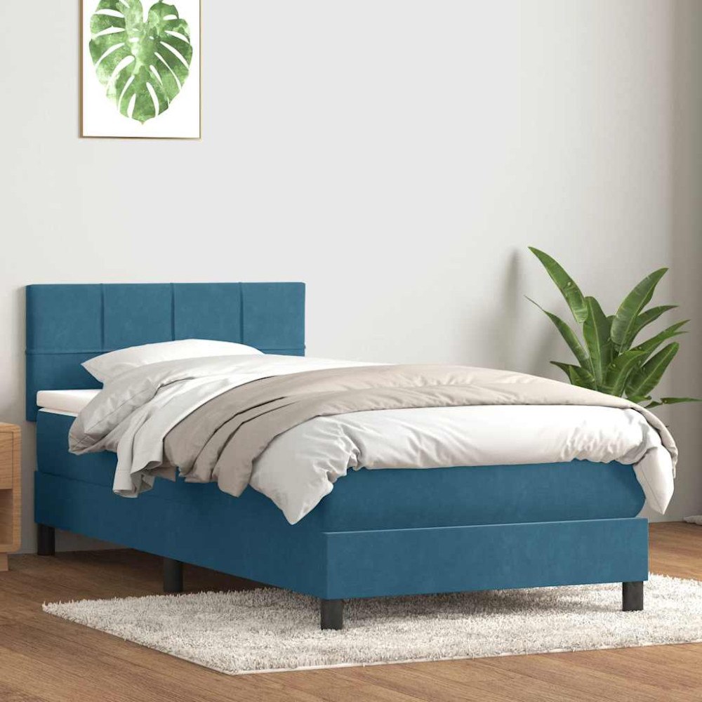 vidaXL Ramsäng med madrass mörkblå 80x220 cm sammet
