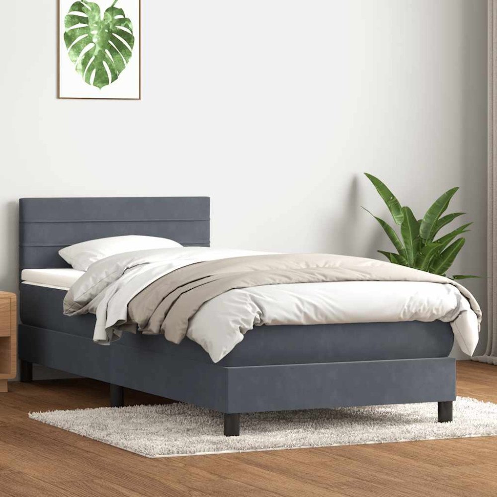 vidaXL Ramsäng med madrass mörkgrå 80x210 cm sammet