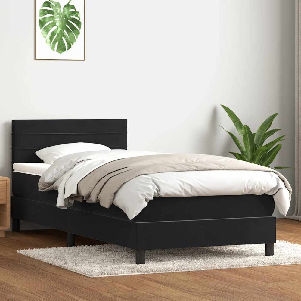 vidaXL Ramsäng med madrass svart 80x210 cm sammet