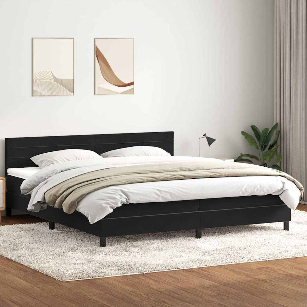 vidaXL Ramsäng med madrass svart 180x210 cm sammet