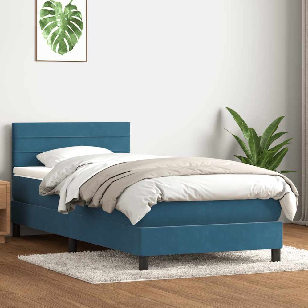 vidaXL Ramsäng med madrass mörkblå 80x220 cm sammet