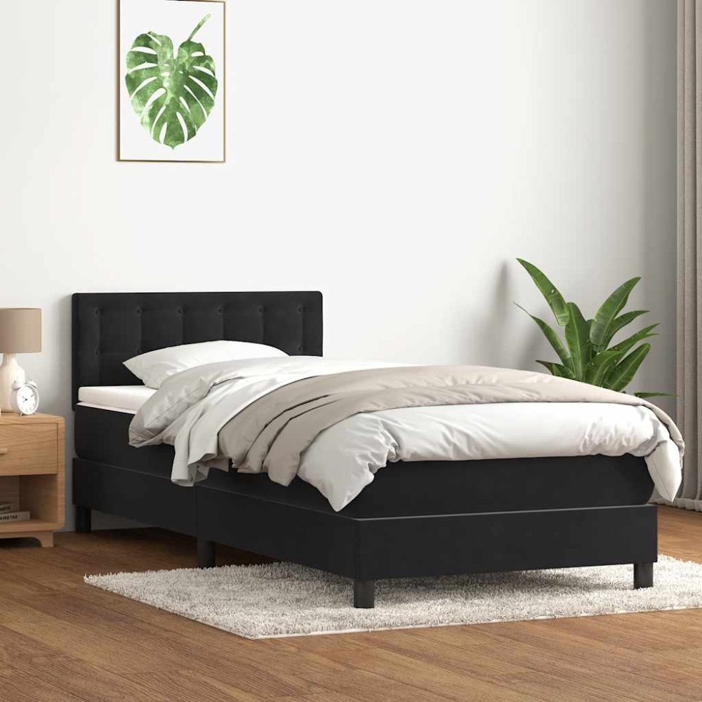 vidaXL Ramsäng med madrass svart 80x210 cm sammet
