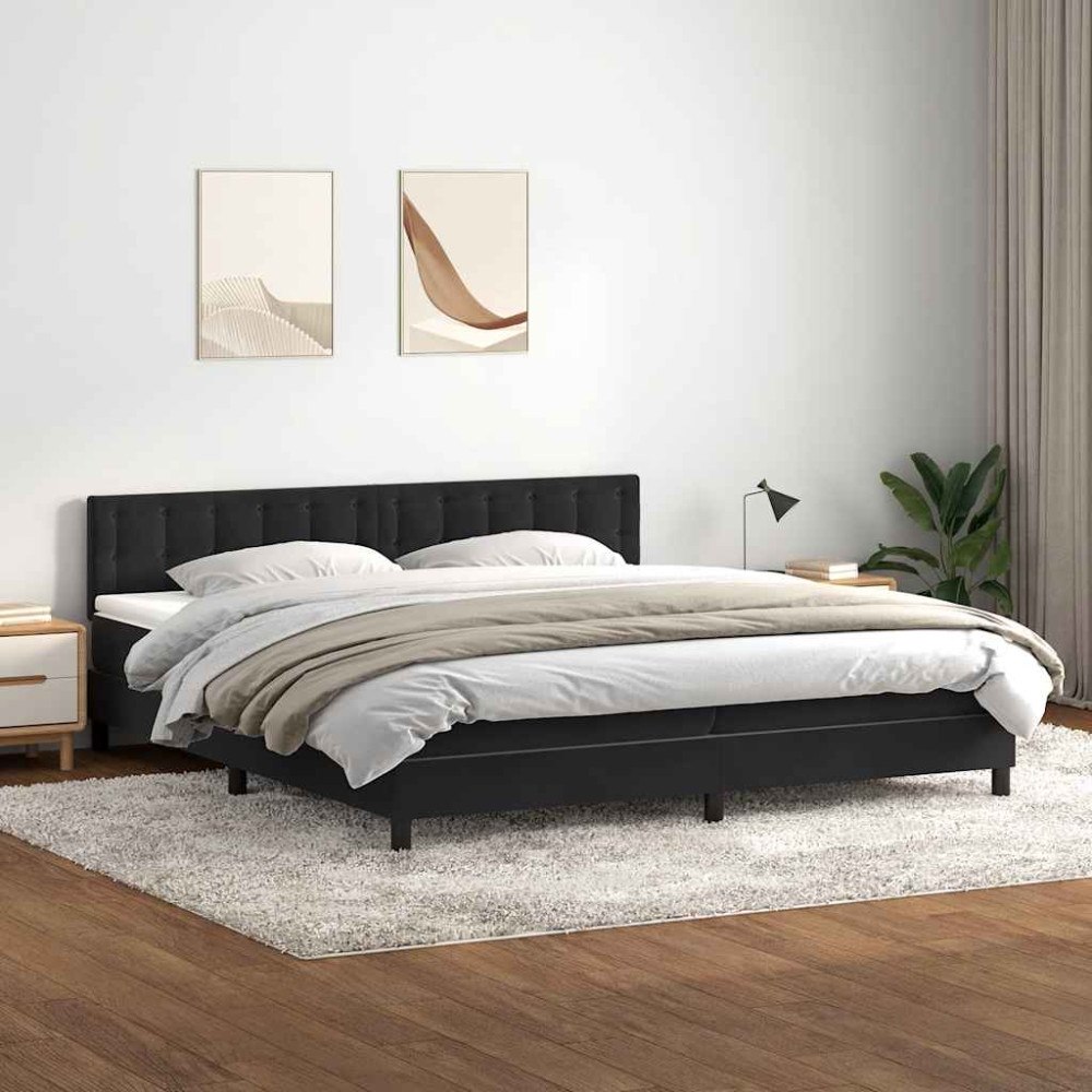 vidaXL Ramsäng med madrass svart 180x210 cm sammet