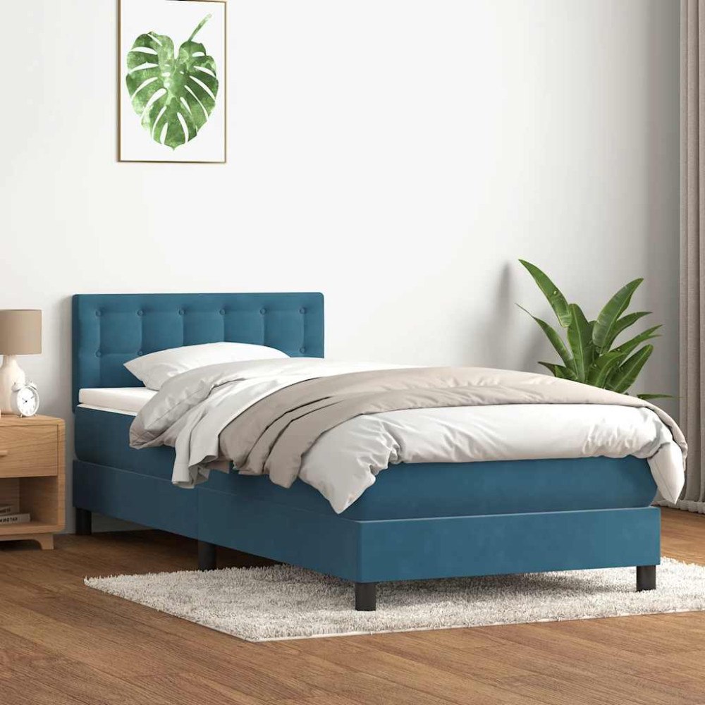 vidaXL Ramsäng med madrass mörkblå 80x220 cm sammet
