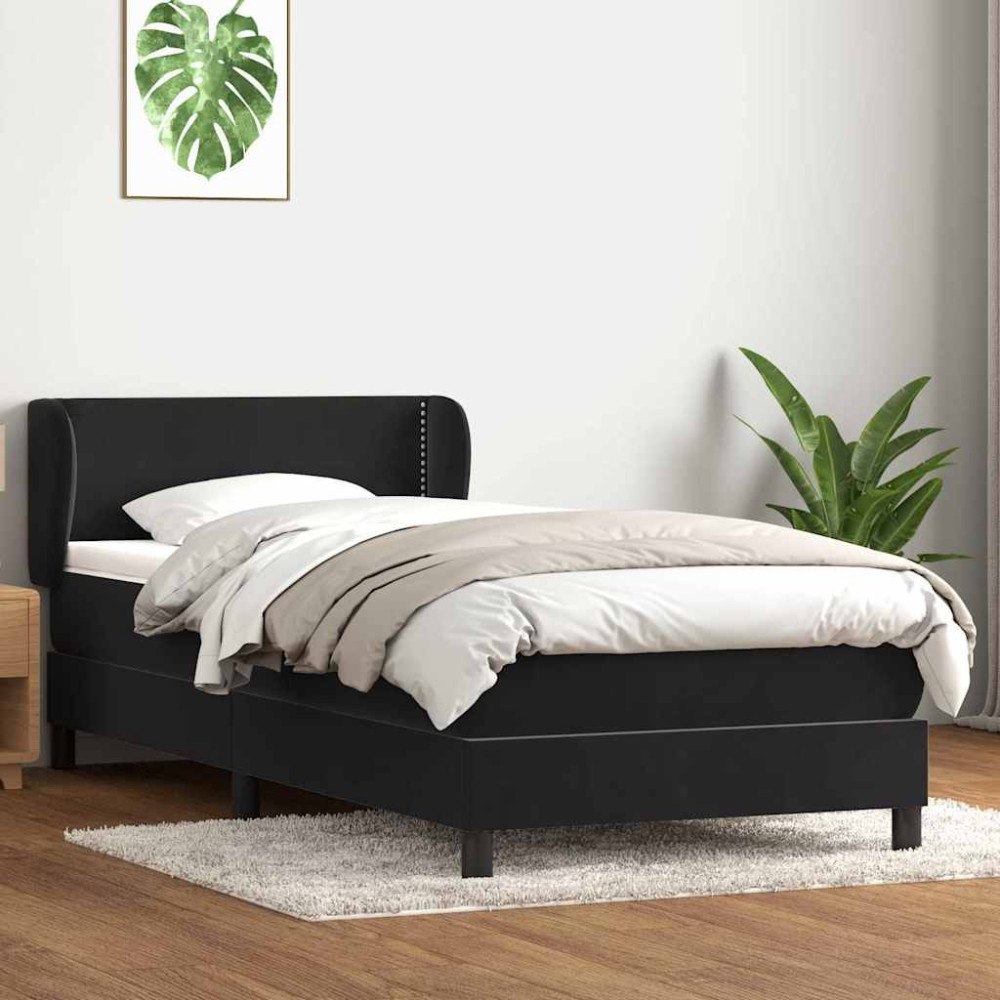 vidaXL Ramsäng med madrass svart 80x220 cm sammet