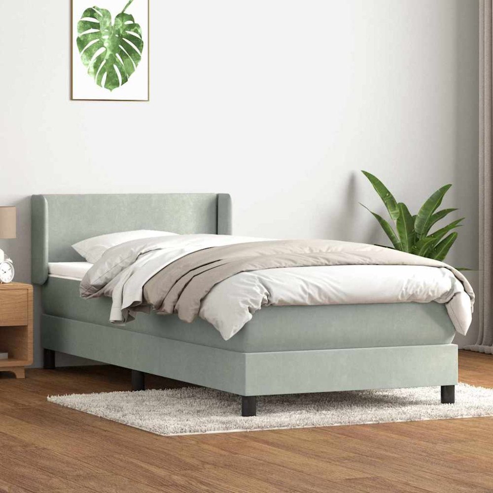vidaXL Ramsäng med madrass ljusgrå 80x210 cm sammet