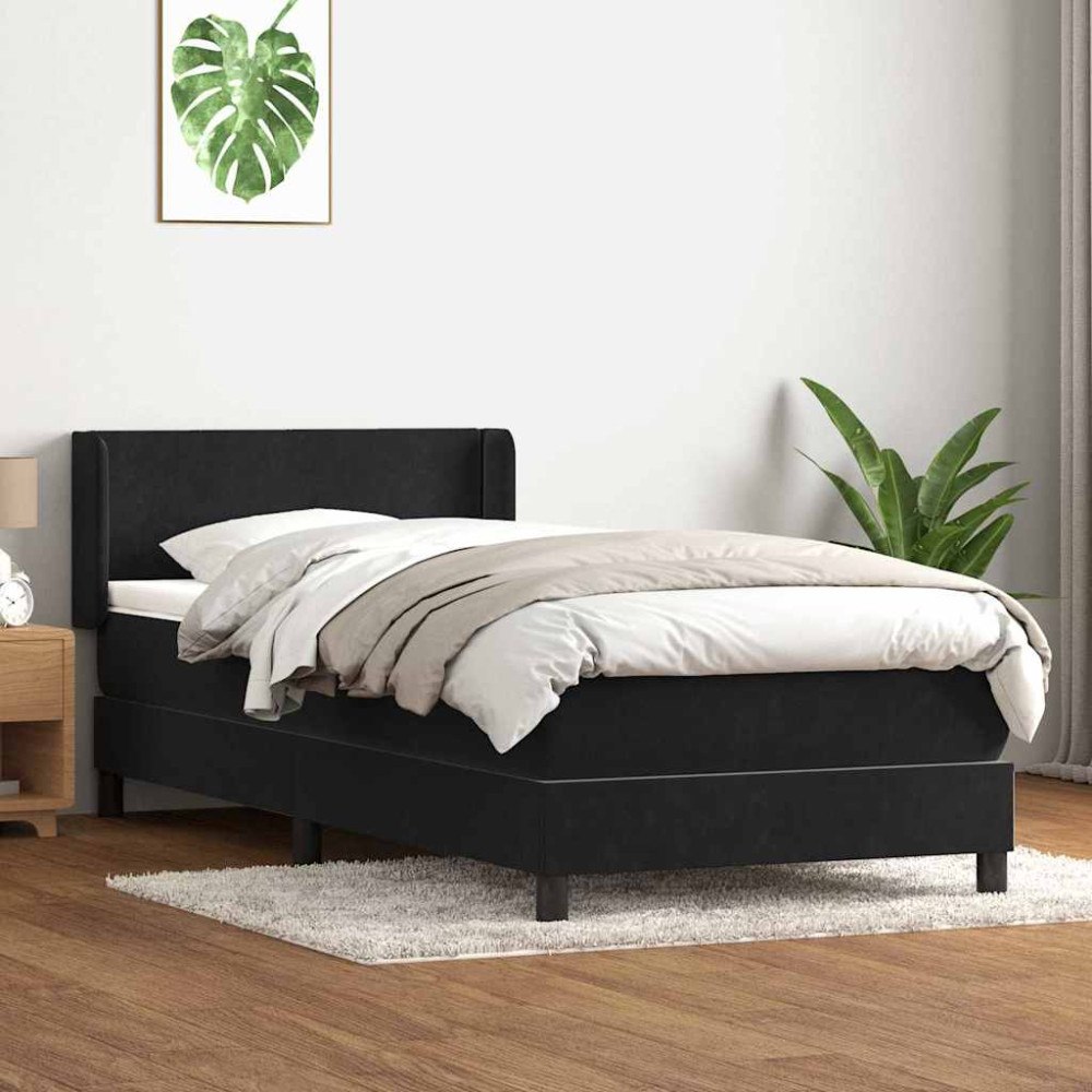 vidaXL Ramsäng med madrass svart 90x210 cm sammet