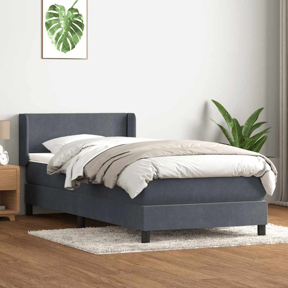 vidaXL Ramsäng med madrass mörkgrå 100x210 cm sammet