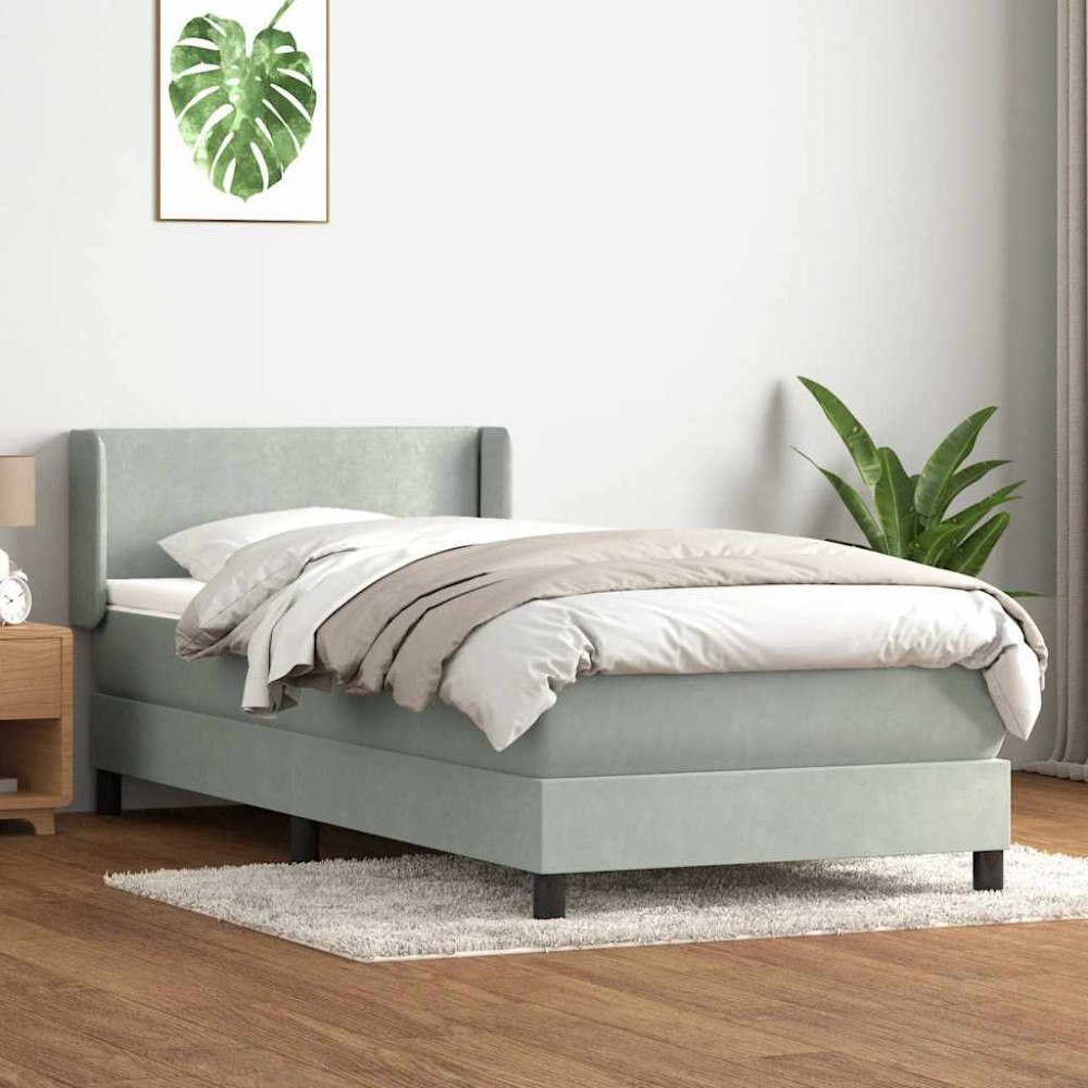 vidaXL Ramsäng med madrass ljusgrå 80x220 cm sammet