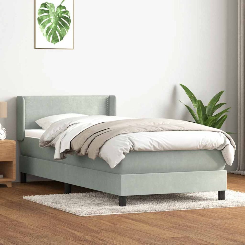 vidaXL Ramsäng med madrass ljusgrå 80x220 cm sammet