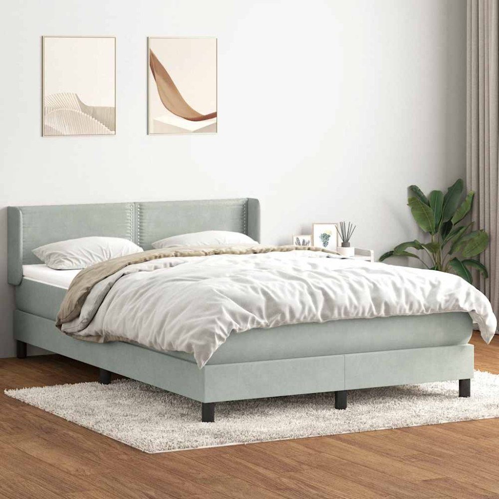 vidaXL Ramsäng med madrass ljusgrå 140x220 cm sammet