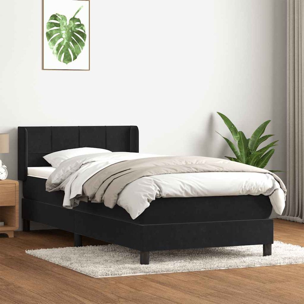 vidaXL Ramsäng med madrass svart 80x210 cm sammet