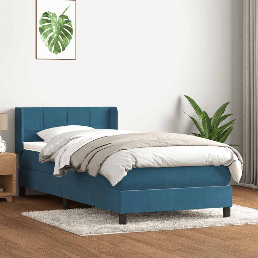 vidaXL Ramsäng med madrass mörkblå 80x220 cm sammet