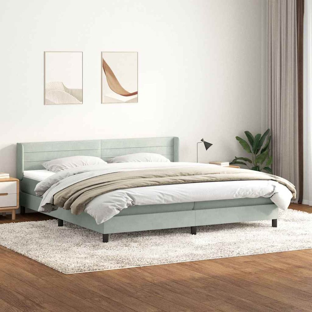 vidaXL Ramsäng med madrass ljusgrå 180x210 cm sammet