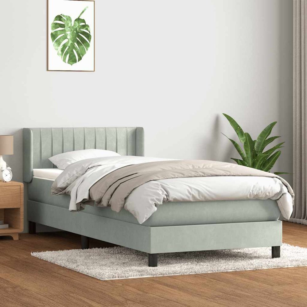 vidaXL Ramsäng med madrass ljusgrå 80x220 cm sammet