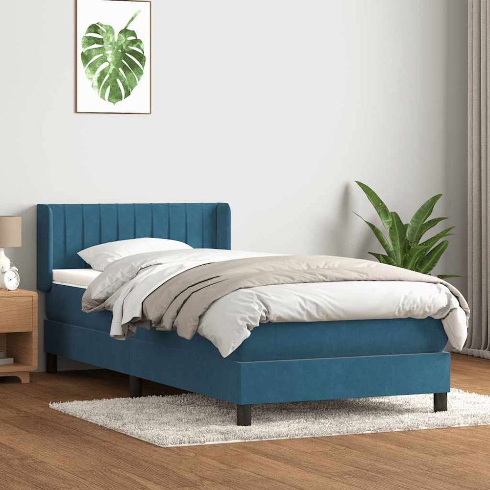vidaXL Ramsäng med madrass mörkblå 80x220 cm sammet