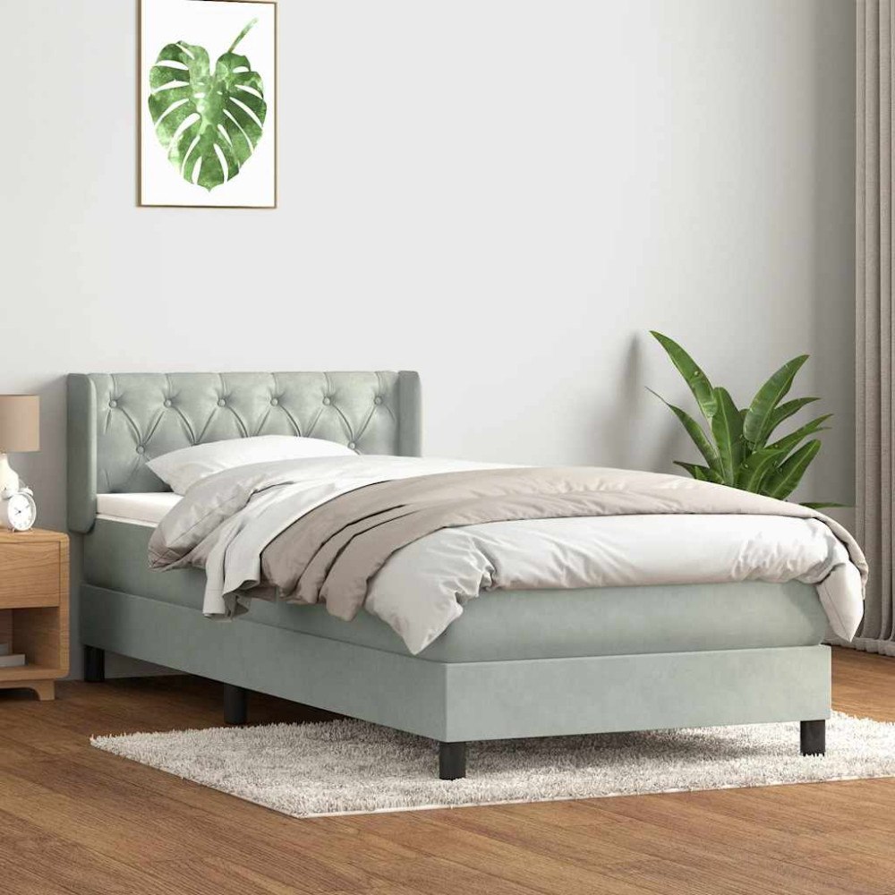 vidaXL Ramsäng med madrass ljusgrå 80x210 cm sammet