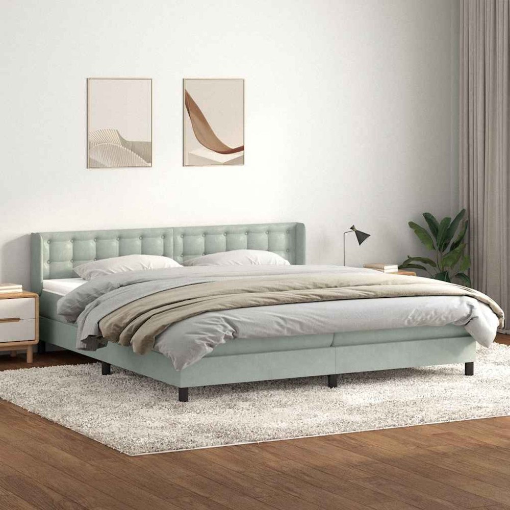 vidaXL Ramsäng med madrass ljusgrå 180x210 cm sammet