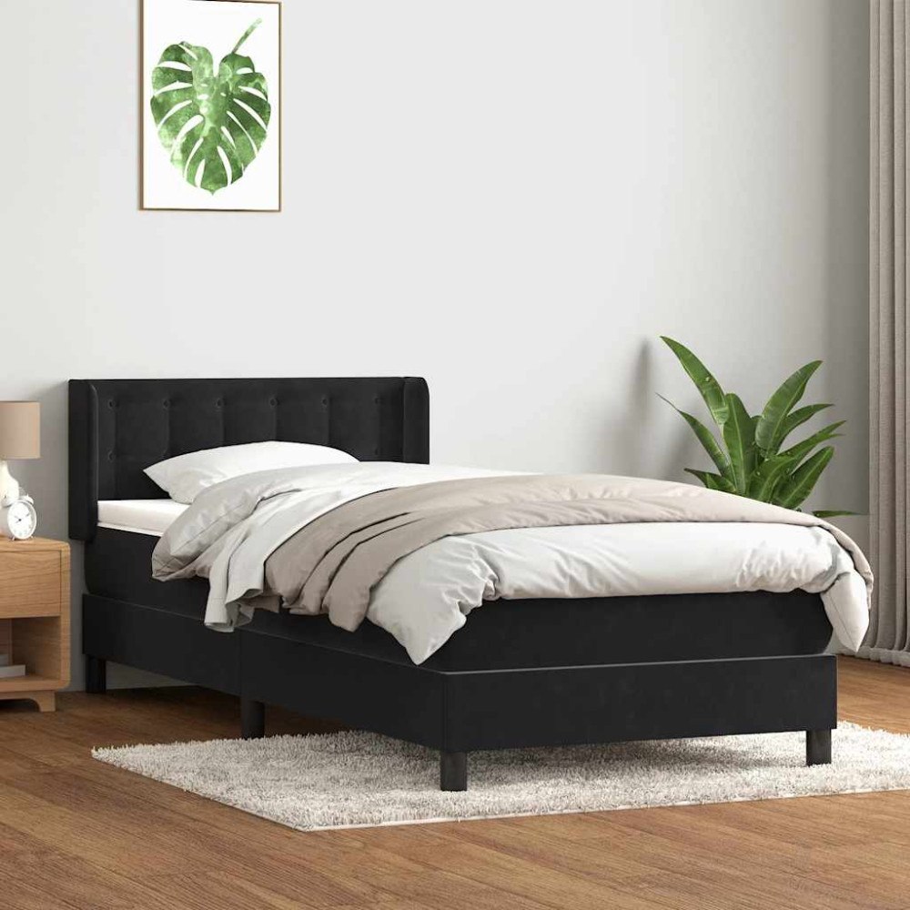 vidaXL Ramsäng med madrass svart 80x220 cm sammet
