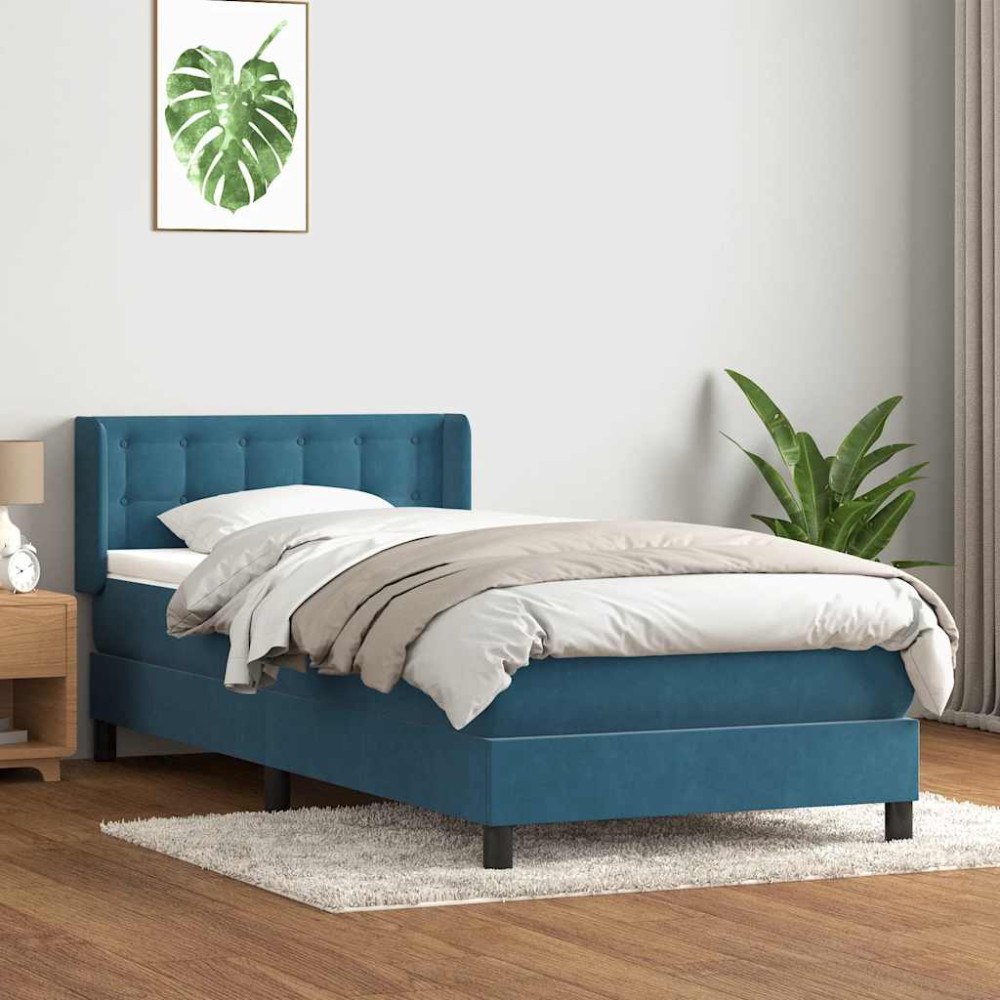 vidaXL Ramsäng med madrass mörkblå 80x220 cm sammet