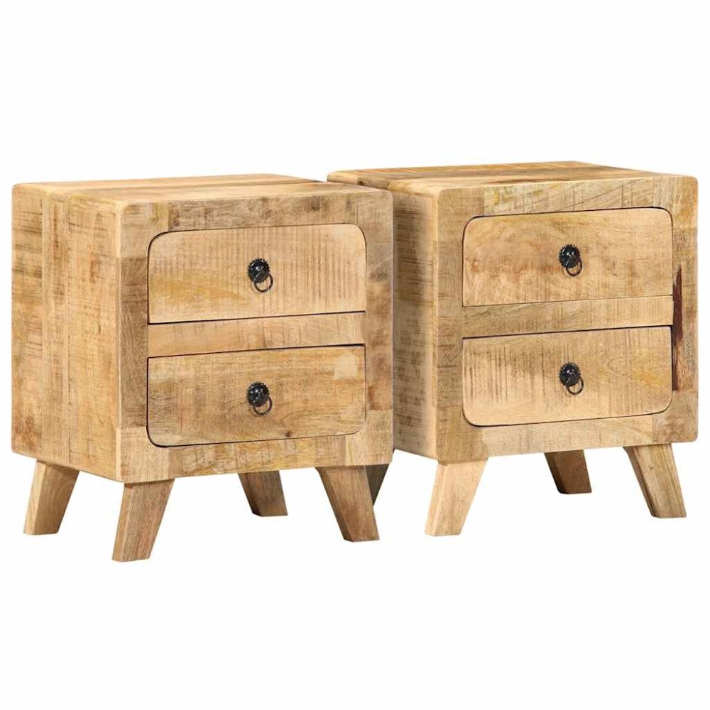 vidaXL Sängbord 2 st 40x32x46 cm massivt trä grov mango