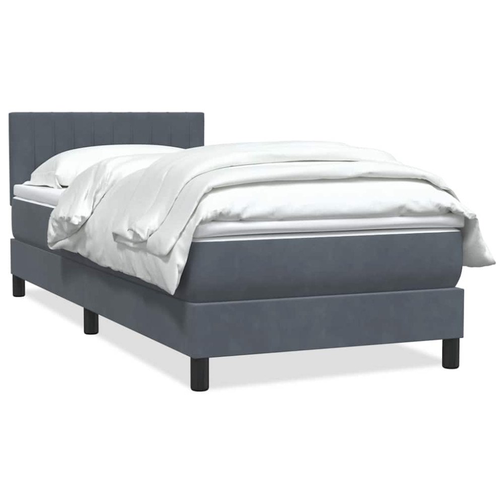 vidaXL Ramsäng med madrass mörkgrå 80x220 cm sammet