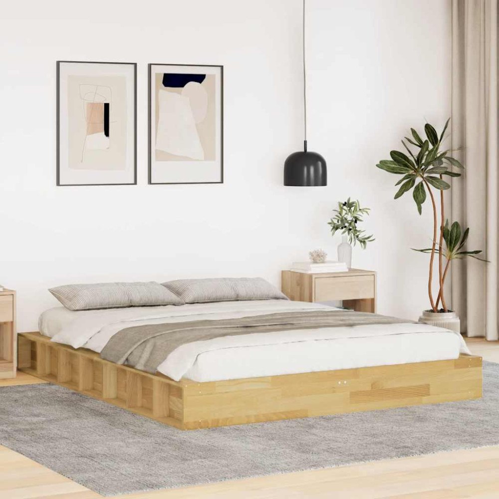 vidaXL Sängram utan madrass 140x200 cm massivt trä ek