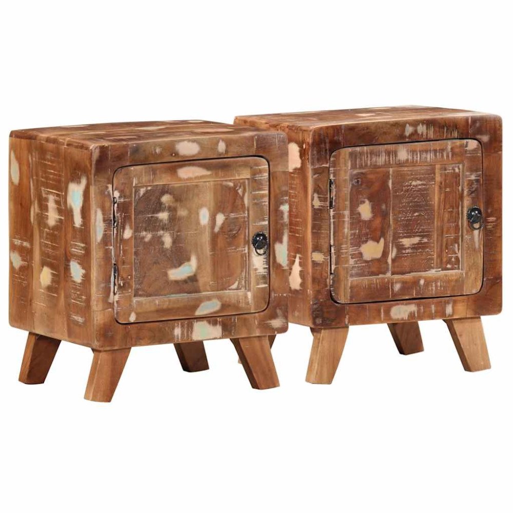 vidaXL Sängbord 2 st 40x32x46 cm massivt trä återvunnet
